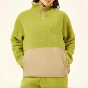 Allbirds Fluff Fleece Pullover Sweater Sweatshirt Women Size Large Hazy Lime